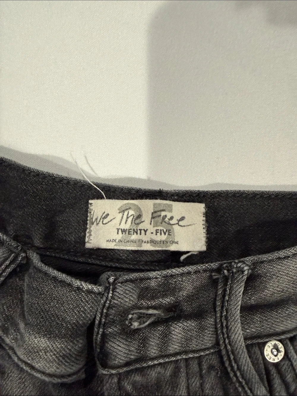 We The Free Black Washed Distressed Jean Shorts